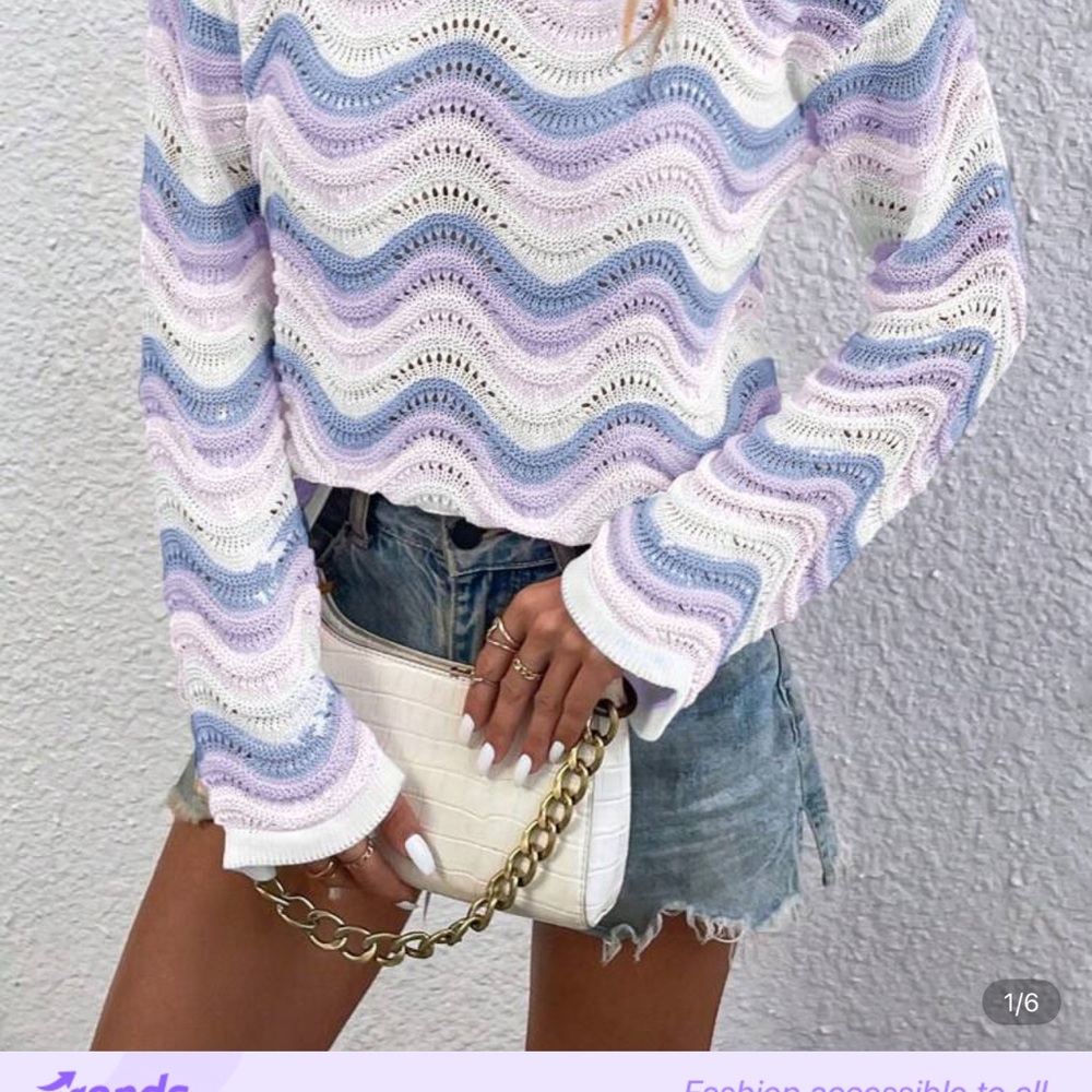SHEIN Multicolor Wave Knit Sweater